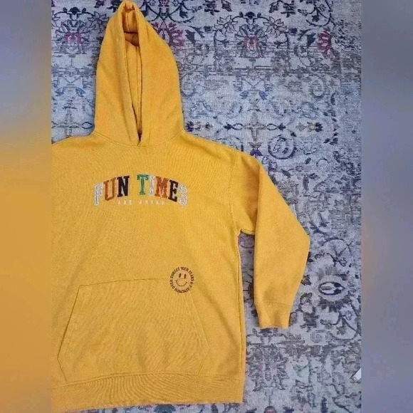 Forever 21 Men's Canary Yellow Pullover Hoody Sweatshirt Outerwear, sz SM - Picture 12 of 15